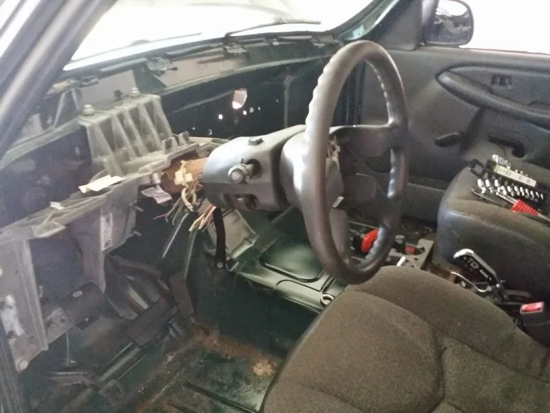 Gutted interior.