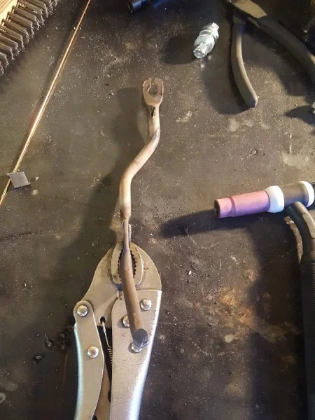 Preparing to cut and weld.