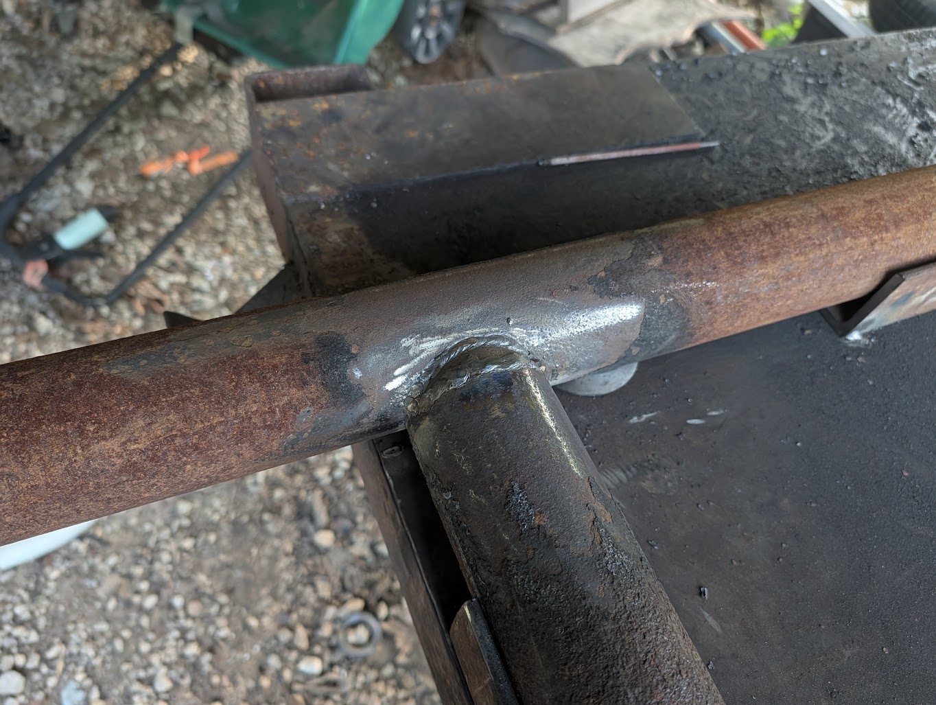Finished weld bead with 7018 capped over the root
