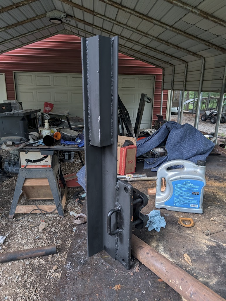 Finished lifting jig with a coat of black paint