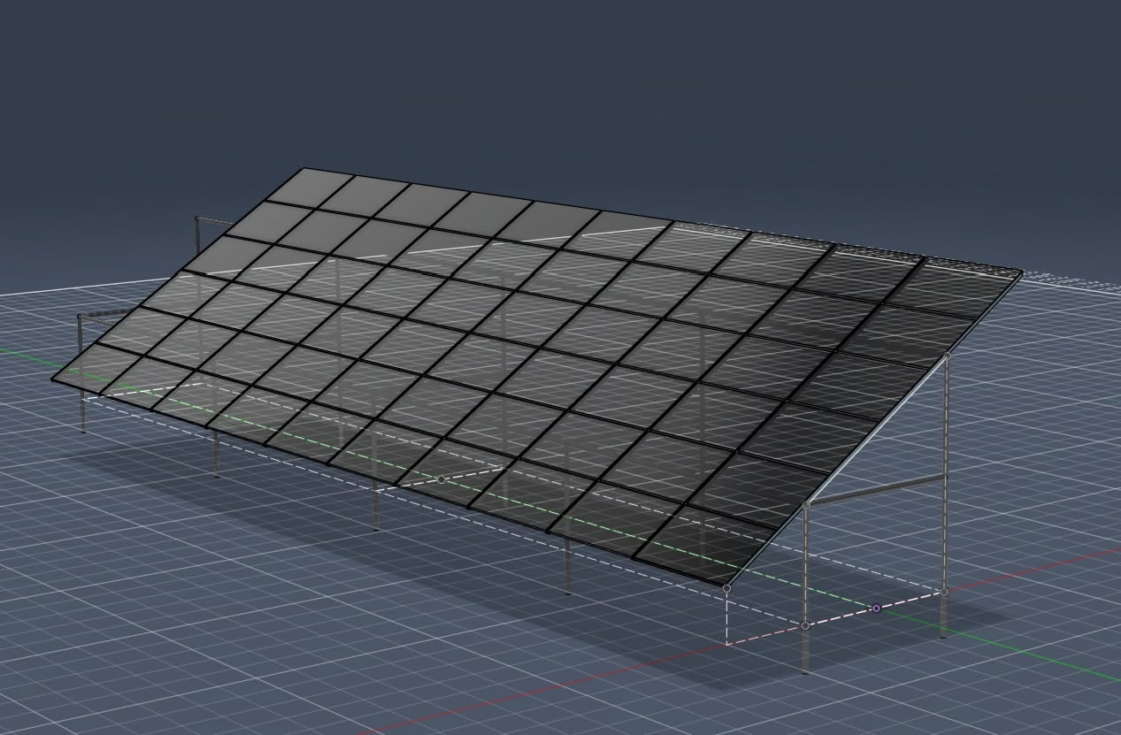 Rendered view of the rack with all 60 panels in place