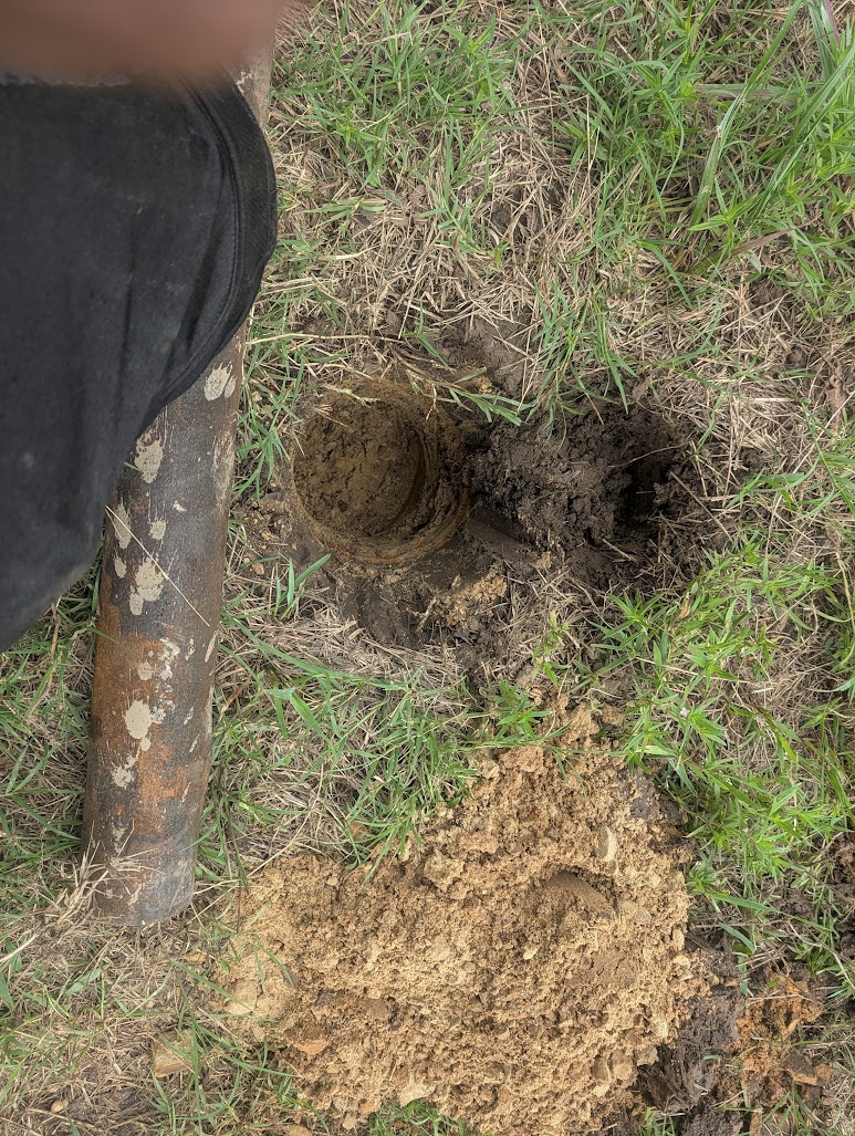 Pile of sandstone dug out of the post holes