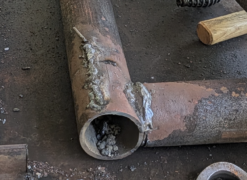A noticeably rough repair weld