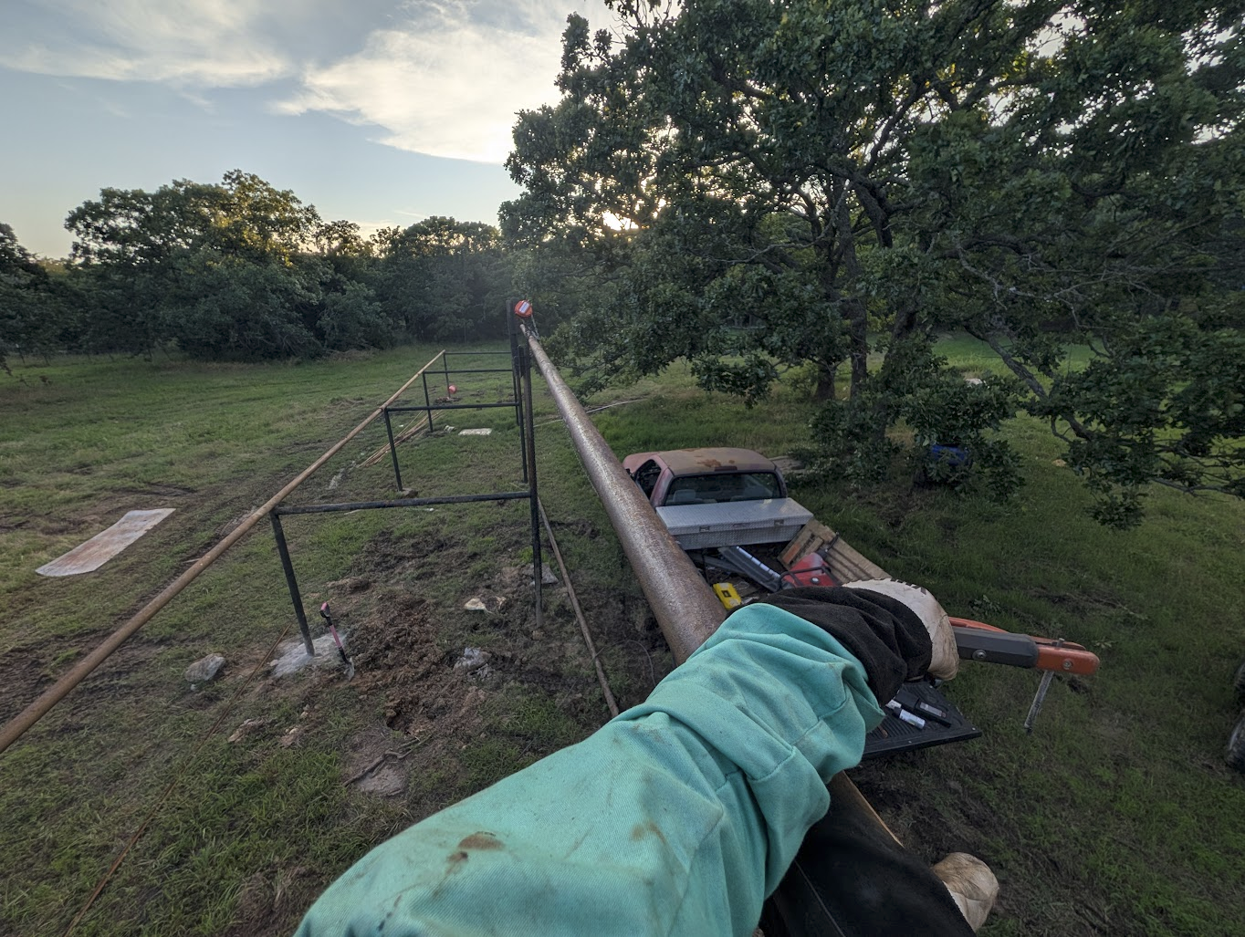 View out across the field from on top of the frame