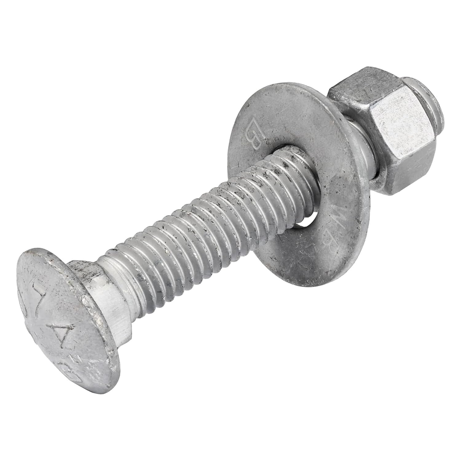 Galvanized carriage bolts with nuts and washers