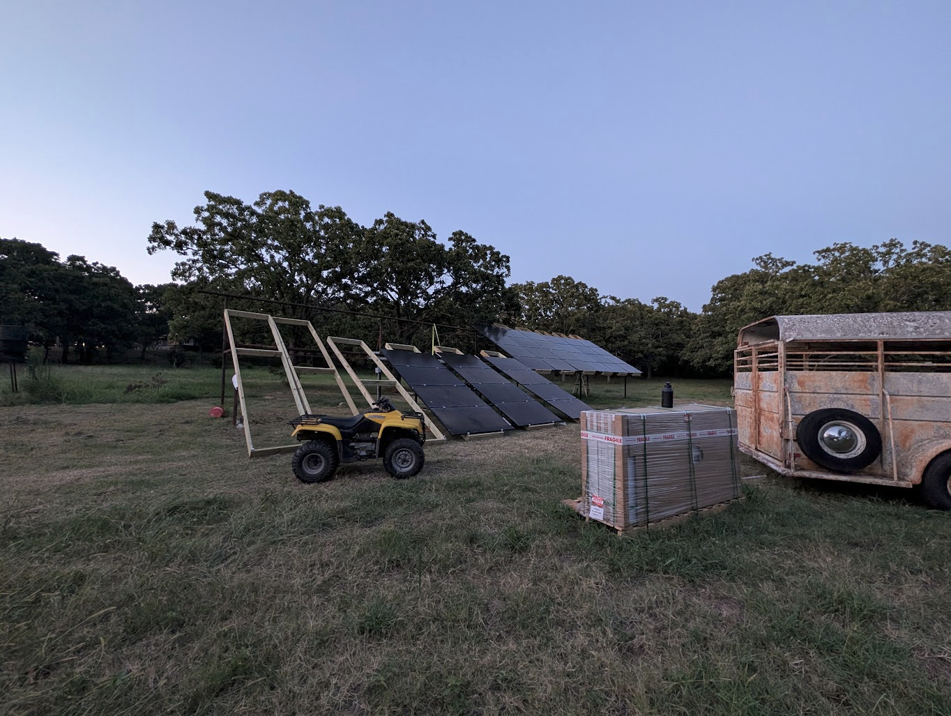 Three columns worth of panels loaded and strapped down