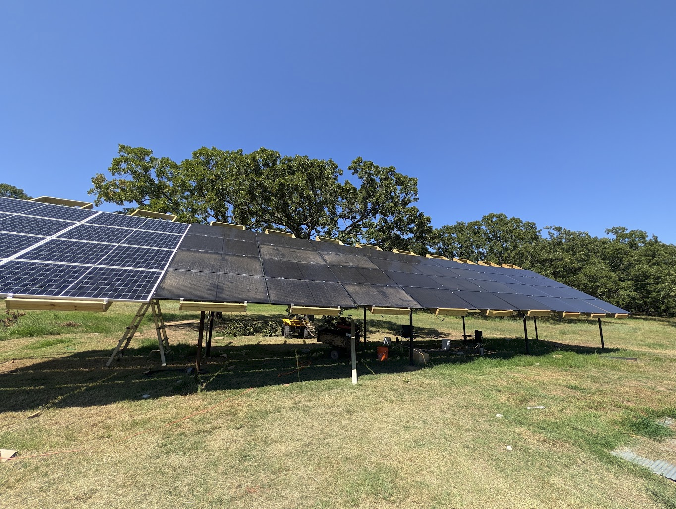 The completed ground-mount array, full of panels