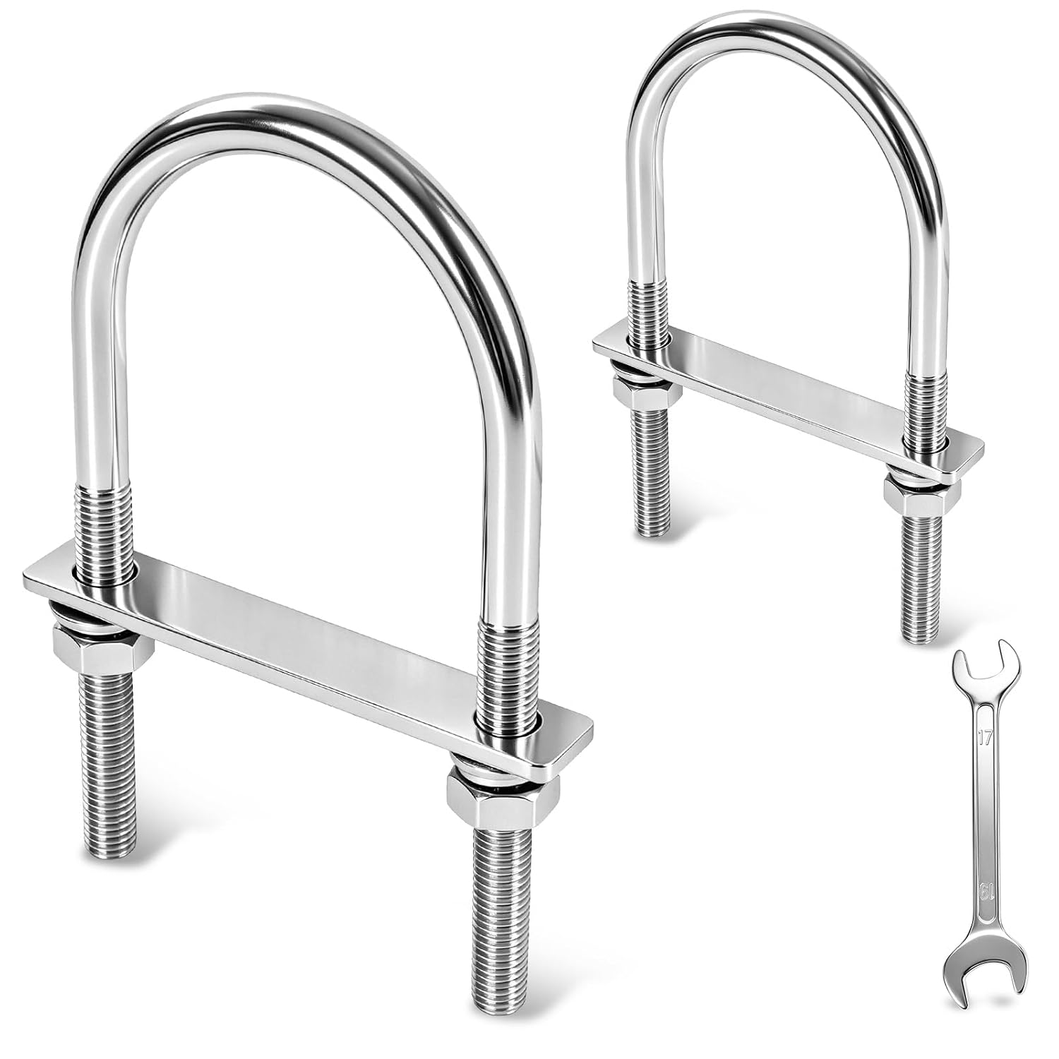 Stainless steel u-bolts with mounting plates