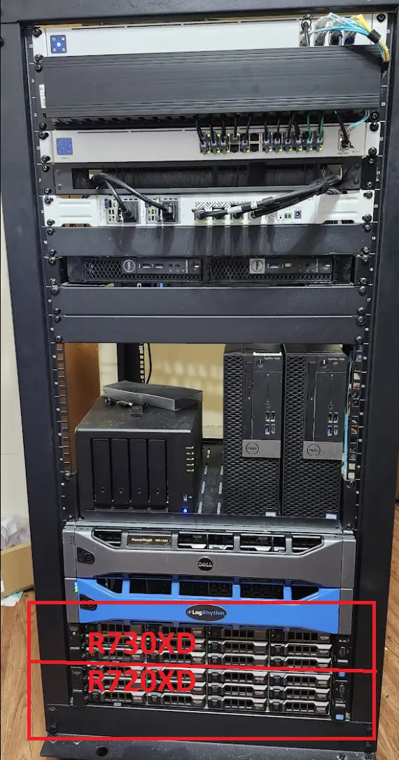 The two dell rack servers in my rack circled